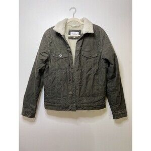 Goodfellow & Co Men's Sherpa Lined Corduroy Trucker Jacket Olive Green Small